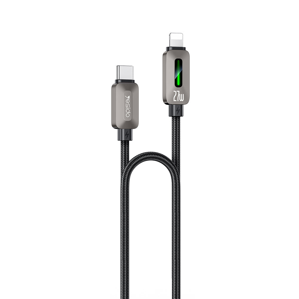 USB-C kabel za prijenos podataka i punjenje - Lightning Yesido CA199, 27W, 1.2m, Crna