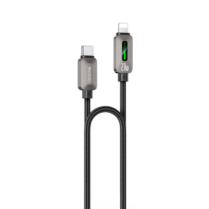 USB-C kabel za prijenos podataka i punjenje - Lightning Yesido CA199, 27W, 1.2m, Crna