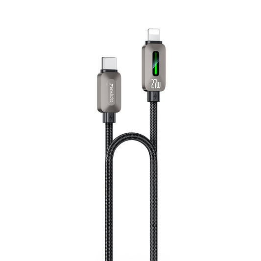 USB-C kabel za prijenos podataka i punjenje - Lightning Yesido CA199, 27W, 1.2m, Crna