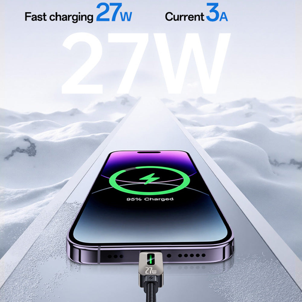 USB-C kabel za prijenos podataka i punjenje - Lightning Yesido CA199, 27W, 1.2m, Crna