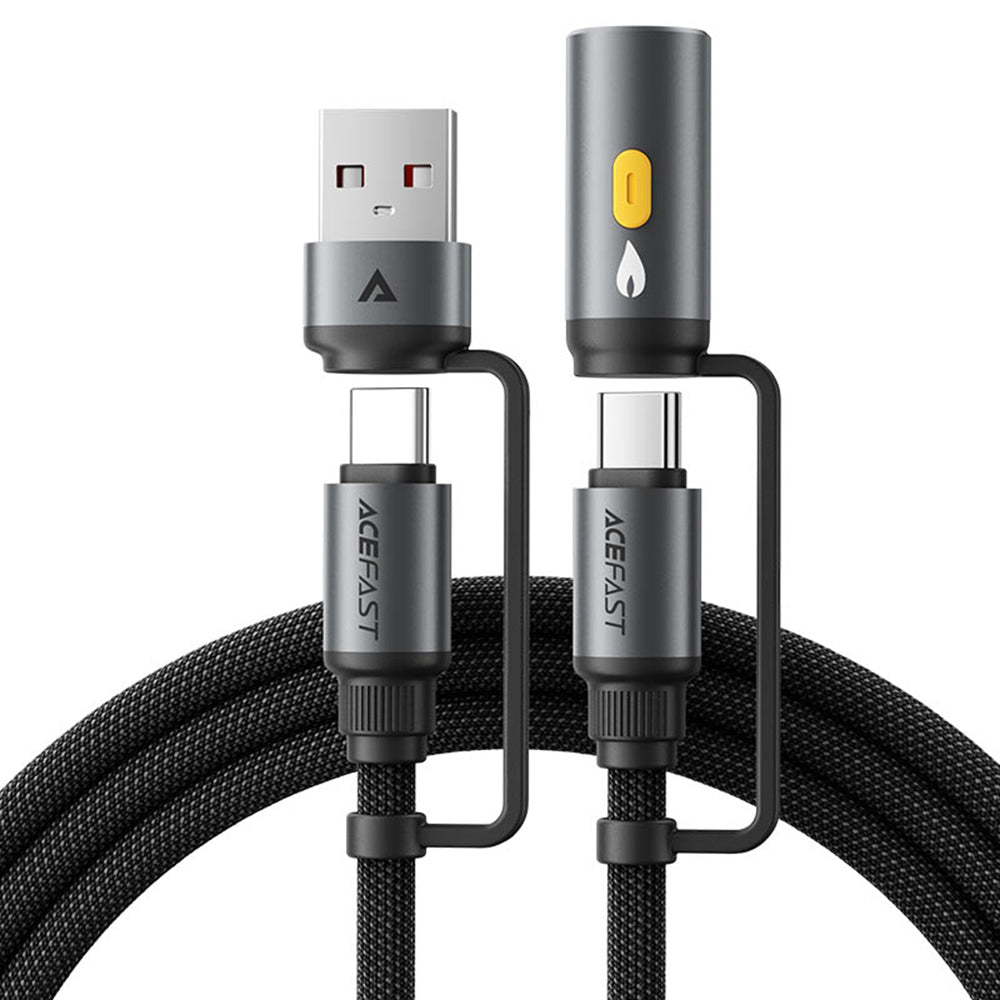 Kabel za podatke i punjenje USB-C / USB-A - USB-C / Upaljač Acefast J6, 60W, 1.2m, Crni