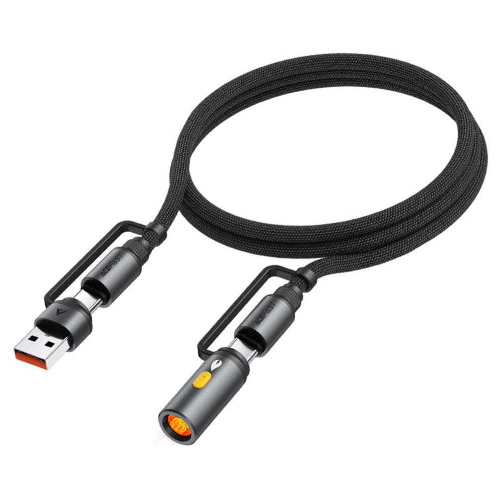 Kabel za podatke i punjenje USB-C / USB-A - USB-C / Upaljač Acefast J6, 60W, 1.2m, Crni