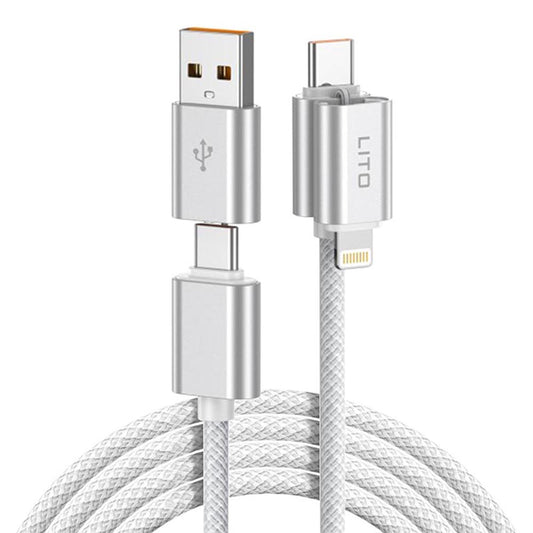 Kabel za podatke i punjenje USB-C / USB-A - USB-C / Lightning Lito LD21, 100W, 1m, Bijeli