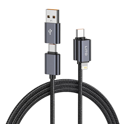 Kabel za prijenos podataka i punjenje USB-C / USB-A - USB-C / Lightning Lito LD21, 100W, 1m, Crni
