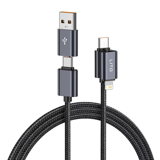 Kabel za prijenos podataka i punjenje USB-C / USB-A - USB-C / Lightning Lito LD21, 100W, 1m, Crni