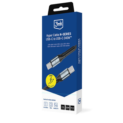 USB-C kabel za prijenos podataka i punjenje - USB-C 3MK Hyper N Thunderbolt 4, 240W, 3m, Crna