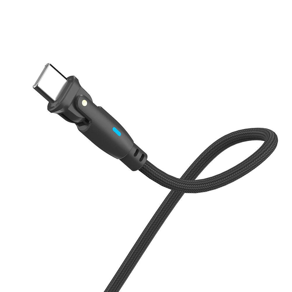 USB-C Kabel za prijenos podataka i punjenje - USB-C 3MK Hyper N Angled, 100W, 1m, Crna