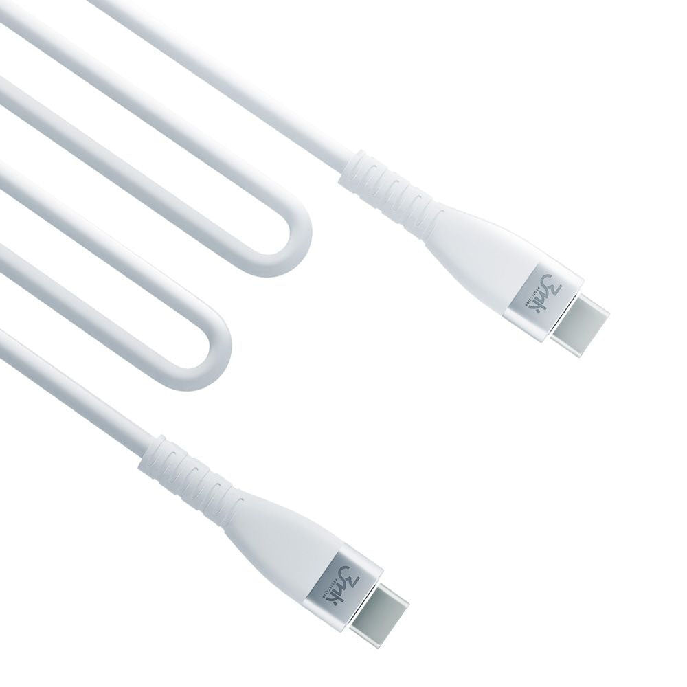 USB-C kabel za prijenos podataka i punjenje - USB-C 3MK Hyper Silicone, 60W, 1m, Bijela