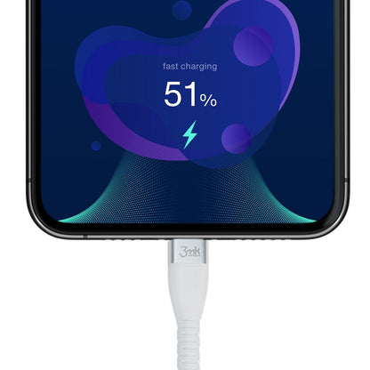 USB-C kabel za prijenos podataka i punjenje - USB-C 3MK Hyper Silicone, 60W, 1m, Bijela