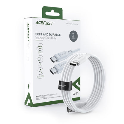 Kabel za podatke i punjenje USB-C - USB-C Acefast C3-03, 60W, 1.2m, Bijeli