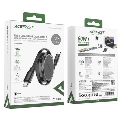 Kabel za podatke i punjenje USB-C - USB-C Acefast C13-03, 60W, 0.8m, Crni