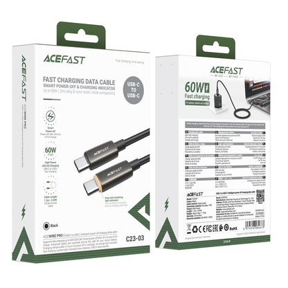 Kabel za podatke i punjenje USB-C - USB-C Acefast C23-03, 60W, 1.2m, Crni