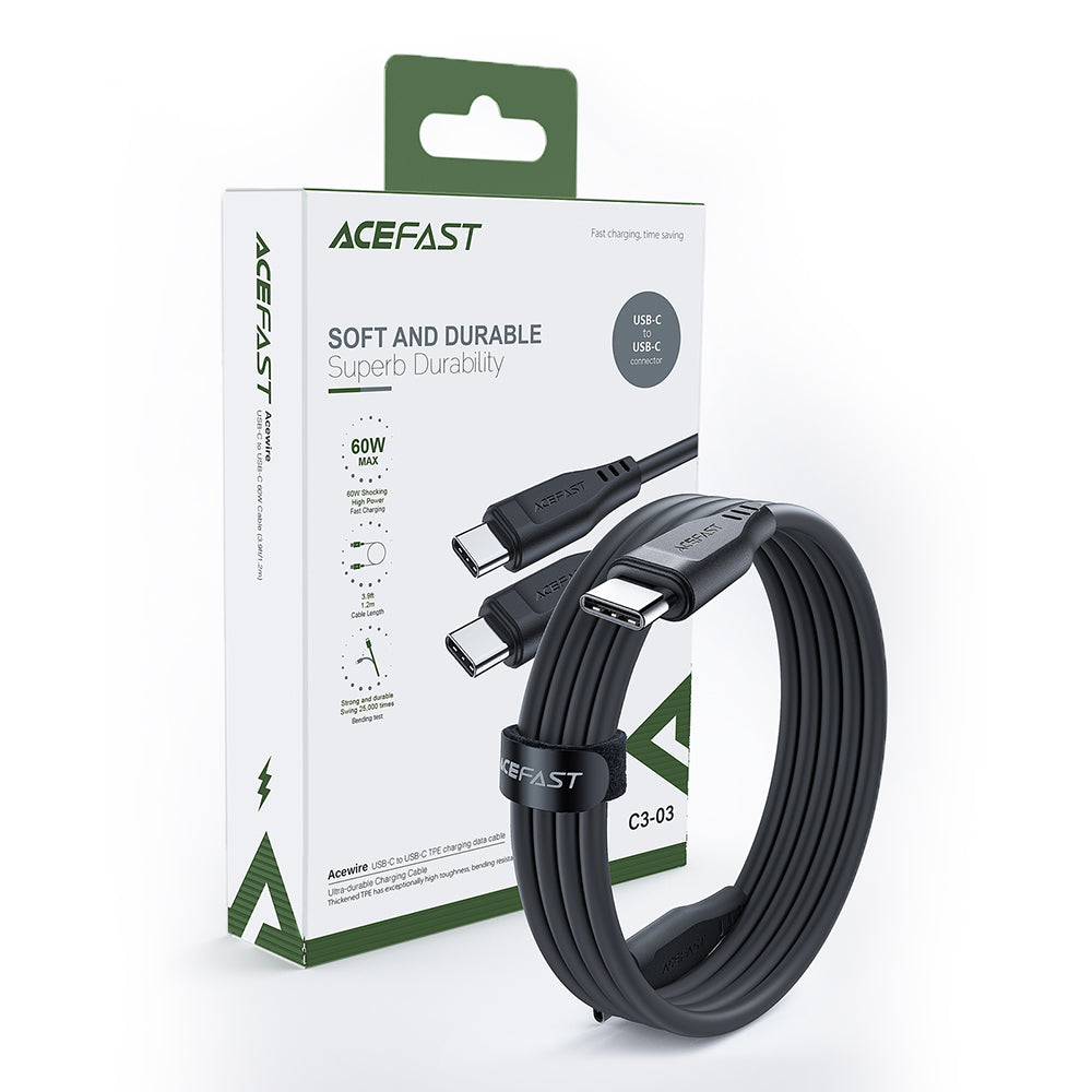 Kabel za podatke i punjenje USB-C - USB-C Acefast C3-03, 60W, 1.2m, Crni