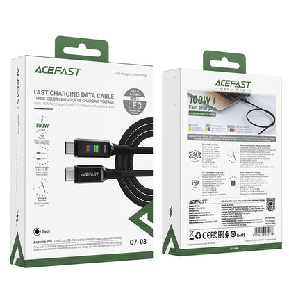 USB-C kabel za punjenje i prijenos podataka - USB-C Acefast C7-03, 100W, 1.2m, Crni