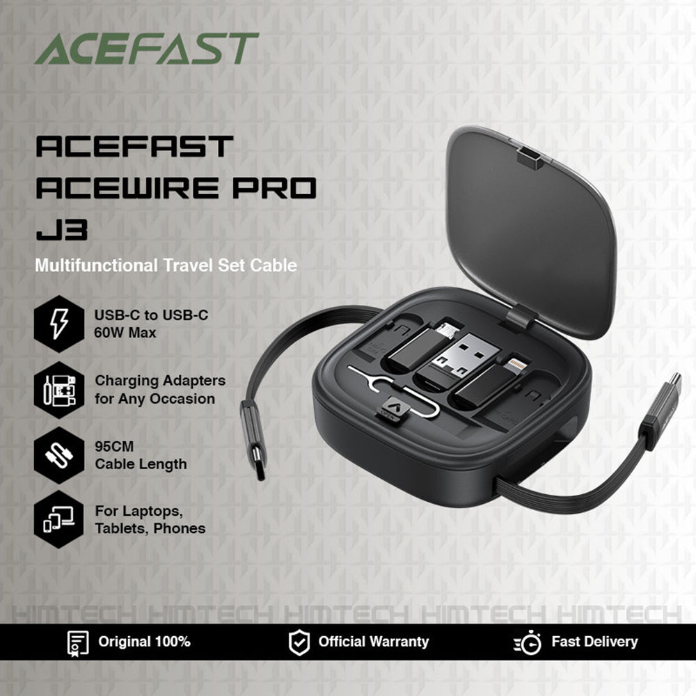 Kabel za podatke i punjenje USB-C - USB-C Acefast Travel J3, 60W, 0.95m, Crni
