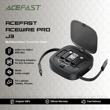 Kabel za podatke i punjenje USB-C - USB-C Acefast Travel J3, 60W, 0.95m, Crni