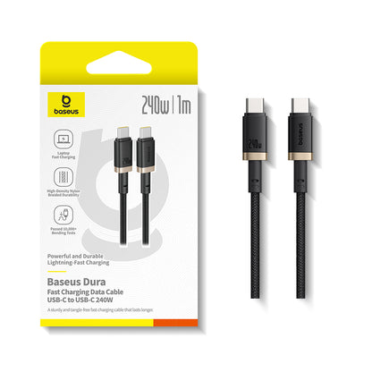 Kabel za prijenos podataka i punjenje USB-C - USB-C Baseus Dura, 240W, 1m, Zlatno Crni P10377803U03-00