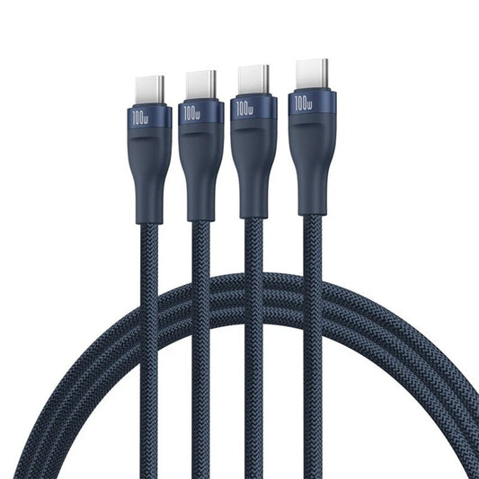 USB-C punjački kabel - 3 x USB-C Baseus Flash Series III 3u1, 100W, 1.5m, Plavi P10377503321-00