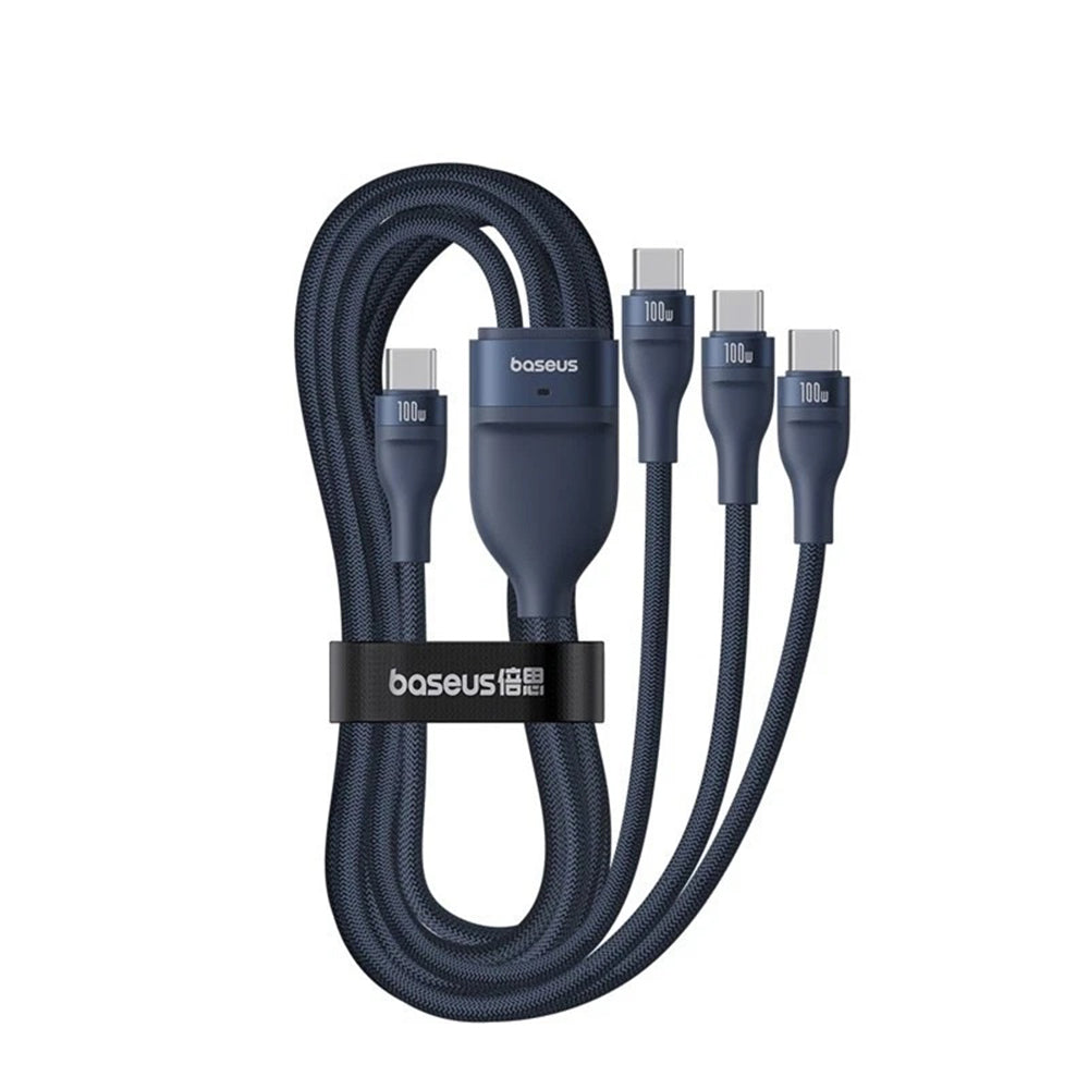 USB-C punjački kabel - 3 x USB-C Baseus Flash Series III 3u1, 100W, 1.5m, Plavi P10377503321-00