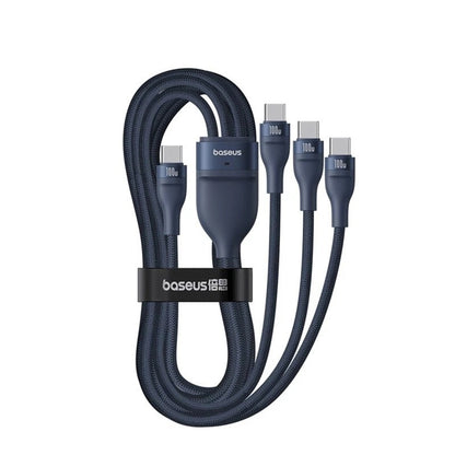 USB-C punjački kabel - 3 x USB-C Baseus Flash Series III 3u1, 100W, 1.5m, Plavi P10377503321-00