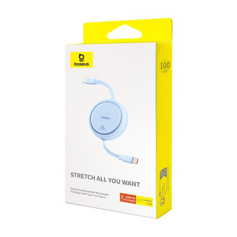 Kabel za podatke i punjenje USB-C - USB-C Baseus Free2Draw Mini Retractable, 100W, 1m, Plava P10364500311-00