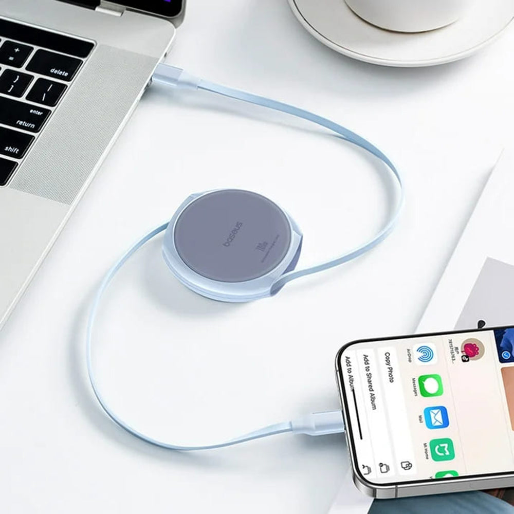 Kabel za podatke i punjenje USB-C - USB-C Baseus Pathfinder Retractable, 100W, 1m, Plava P10368400311-00