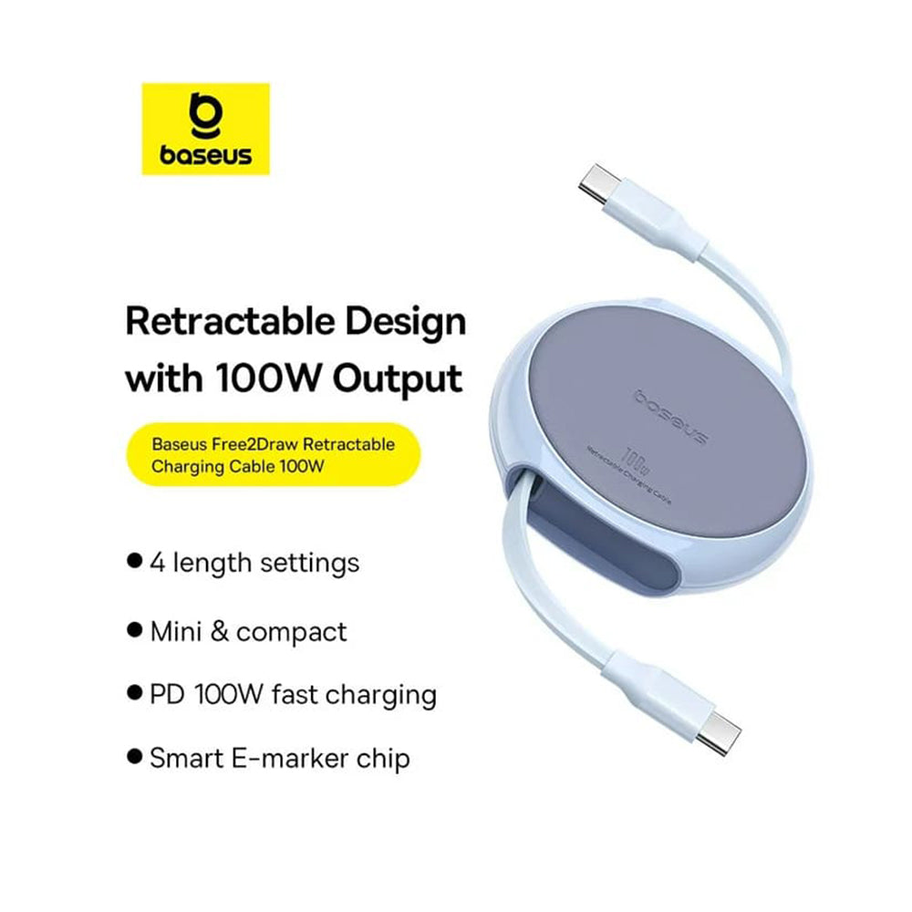 Kabel za podatke i punjenje USB-C - USB-C Baseus Pathfinder Retractable, 100W, 1m, Plava P10368400311-00