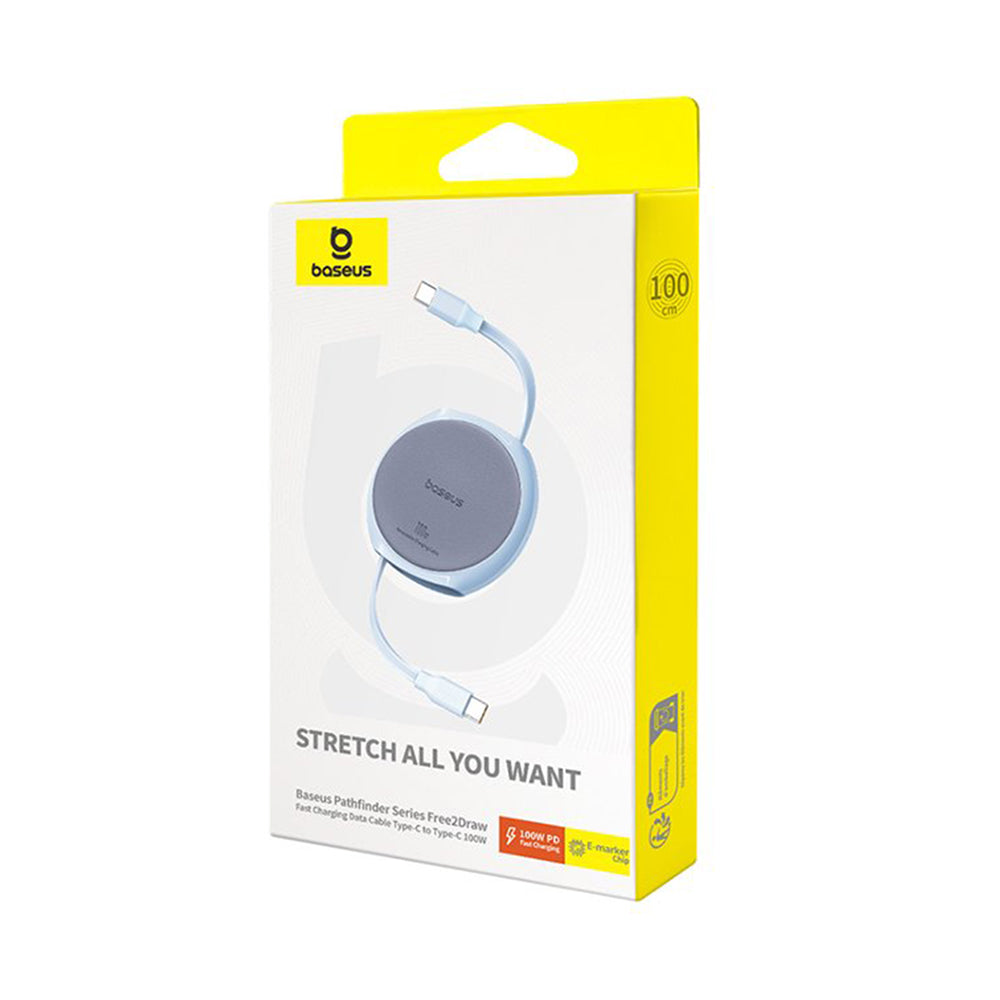 Kabel za podatke i punjenje USB-C - USB-C Baseus Pathfinder Retractable, 100W, 1m, Plava P10368400311-00