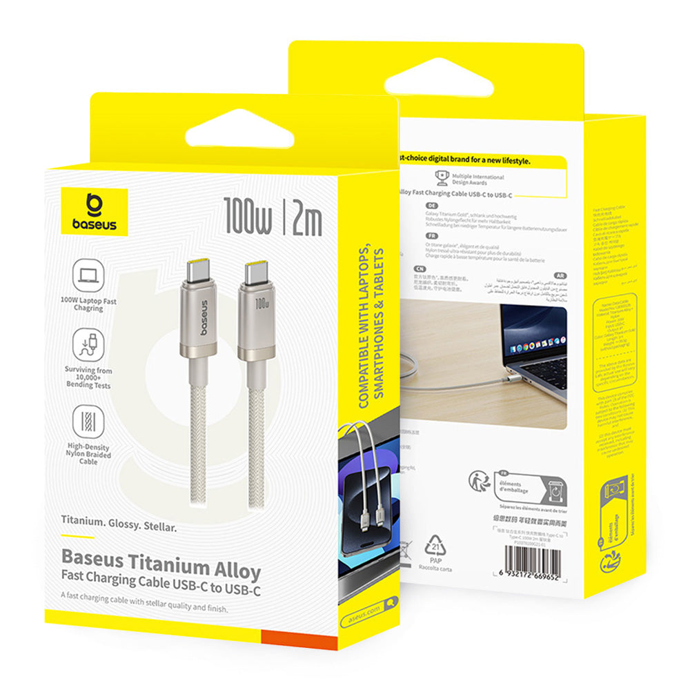 Kabel za podatke i punjenje USB-C - USB-C Baseus Titanium, 100W, 2m, Srebrni P10378100G21-01