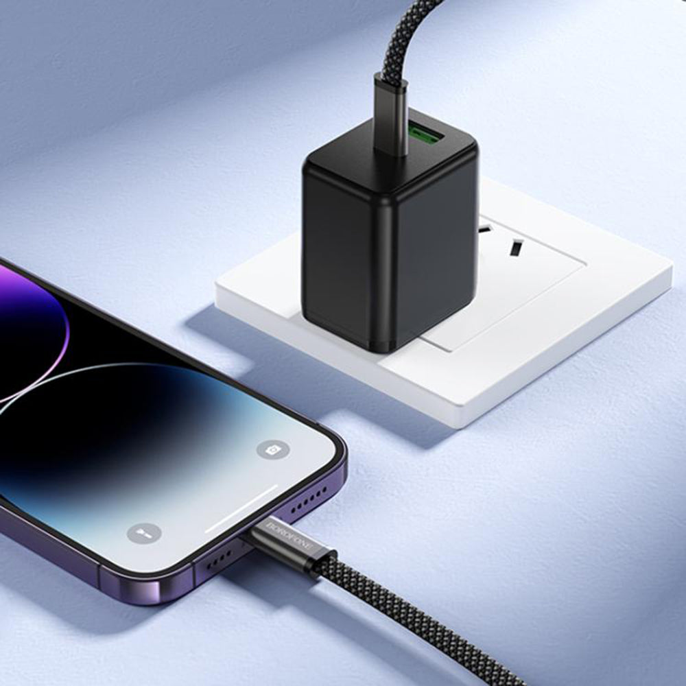 USB-C - USB-C kabel za prijenos podataka i punjenje Borofone BX124 Peace, 30W, 1m, Crna