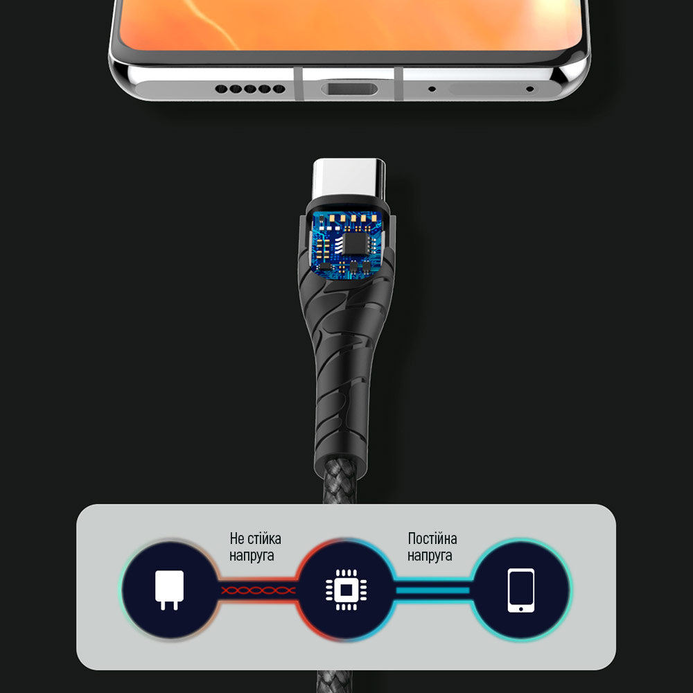 Kabel za podatke i punjenje USB-C - USB-C ColorWay CW-CBPDCC040, 65W, 1m, Sivi