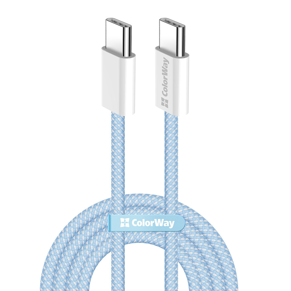 Kabel za podatke i punjenje USB-C - USB-C ColorWay CW-CBPDCC061, 60W, 1m, Plavi