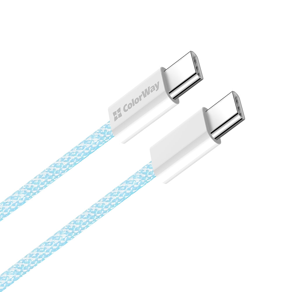 Kabel za podatke i punjenje USB-C - USB-C ColorWay CW-CBPDCC061, 60W, 1m, Plavi