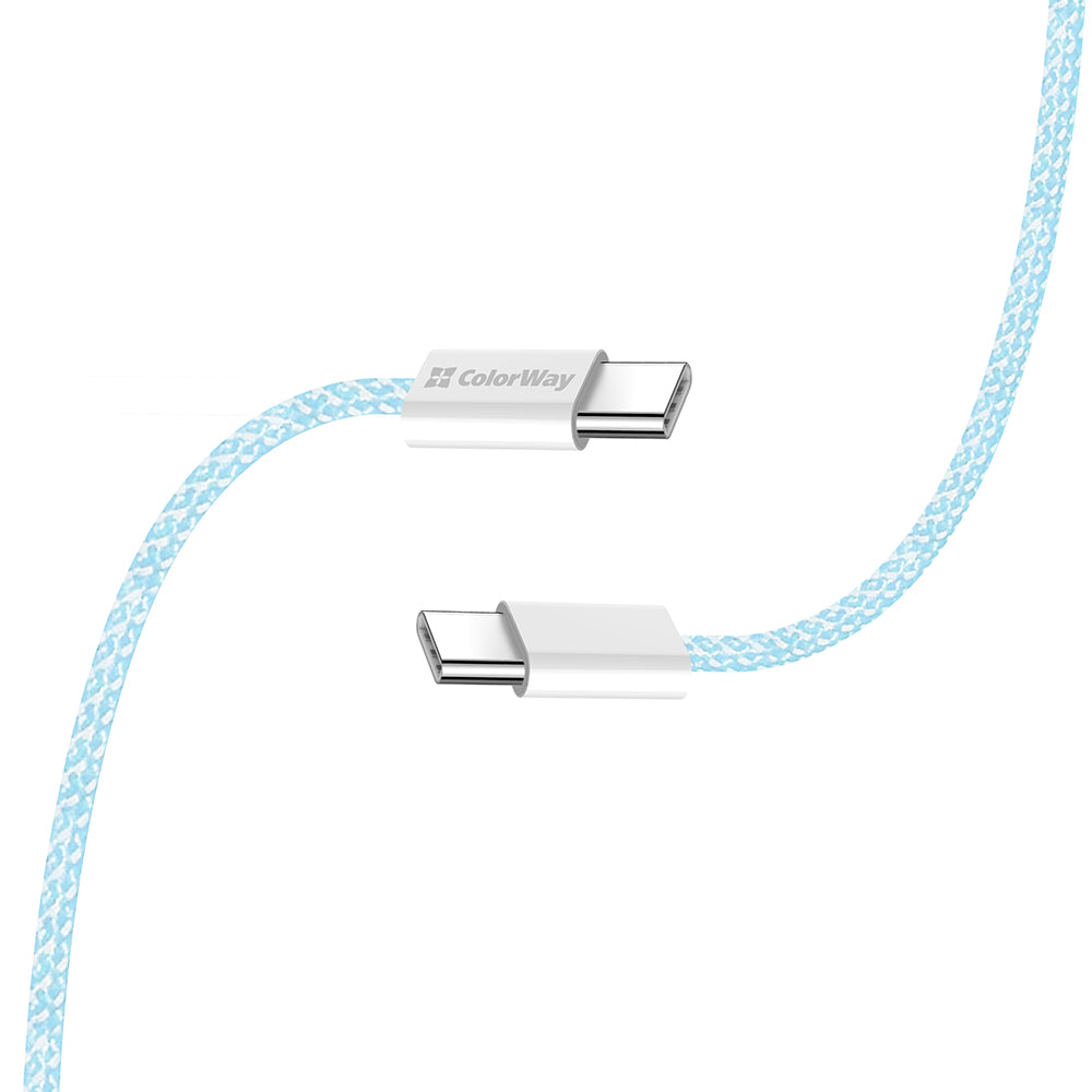 Kabel za podatke i punjenje USB-C - USB-C ColorWay CW-CBPDCC061, 60W, 1m, Plavi