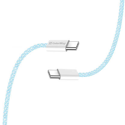 Kabel za podatke i punjenje USB-C - USB-C ColorWay CW-CBPDCC061, 60W, 1m, Plavi