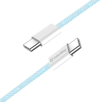 Kabel za podatke i punjenje USB-C - USB-C ColorWay CW-CBPDCC061, 60W, 1m, Plavi