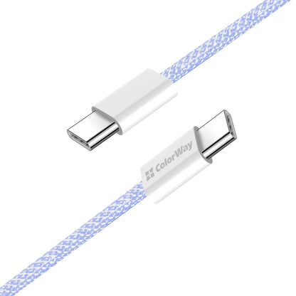 Kabel za podatke i punjenje USB-C - USB-C ColorWay CW-CBPDCC061, 60W, 1m, Ljubičasti