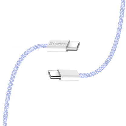 Kabel za podatke i punjenje USB-C - USB-C ColorWay CW-CBPDCC061, 60W, 1m, Ljubičasti