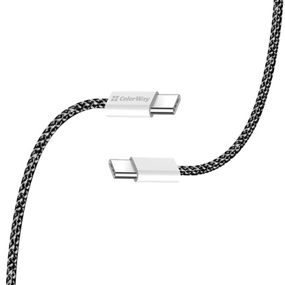 Kabel za podatke i punjenje USB-C - USB-C ColorWay CW-CBPDCC061, 60W, 1m, Crni