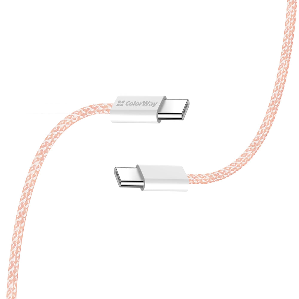 Kabel za podatke i punjenje USB-C - USB-C ColorWay CW-CBPDCC061, 60W, 1m, Roza