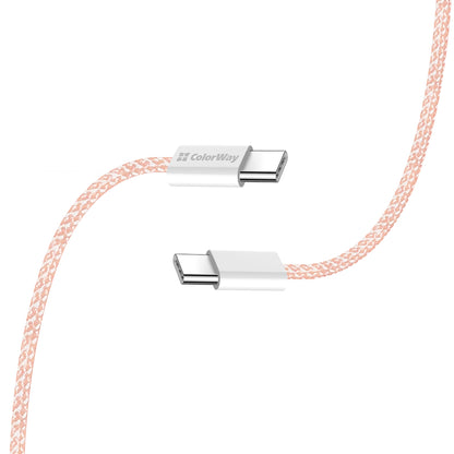 Kabel za podatke i punjenje USB-C - USB-C ColorWay CW-CBPDCC061, 60W, 1m, Roza