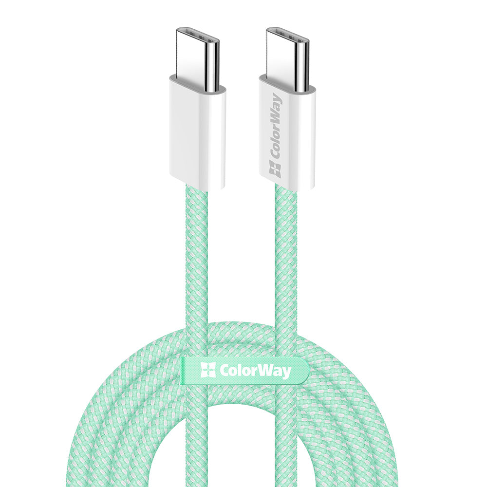 Kabel za podatke i punjenje USB-C - USB-C ColorWay CW-CBPDCC061, 60W, 1m, Zelen