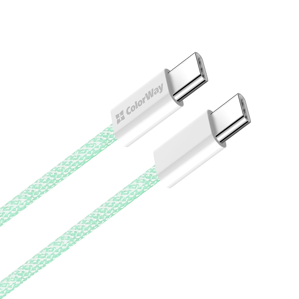 Kabel za podatke i punjenje USB-C - USB-C ColorWay CW-CBPDCC061, 60W, 1m, Zelen
