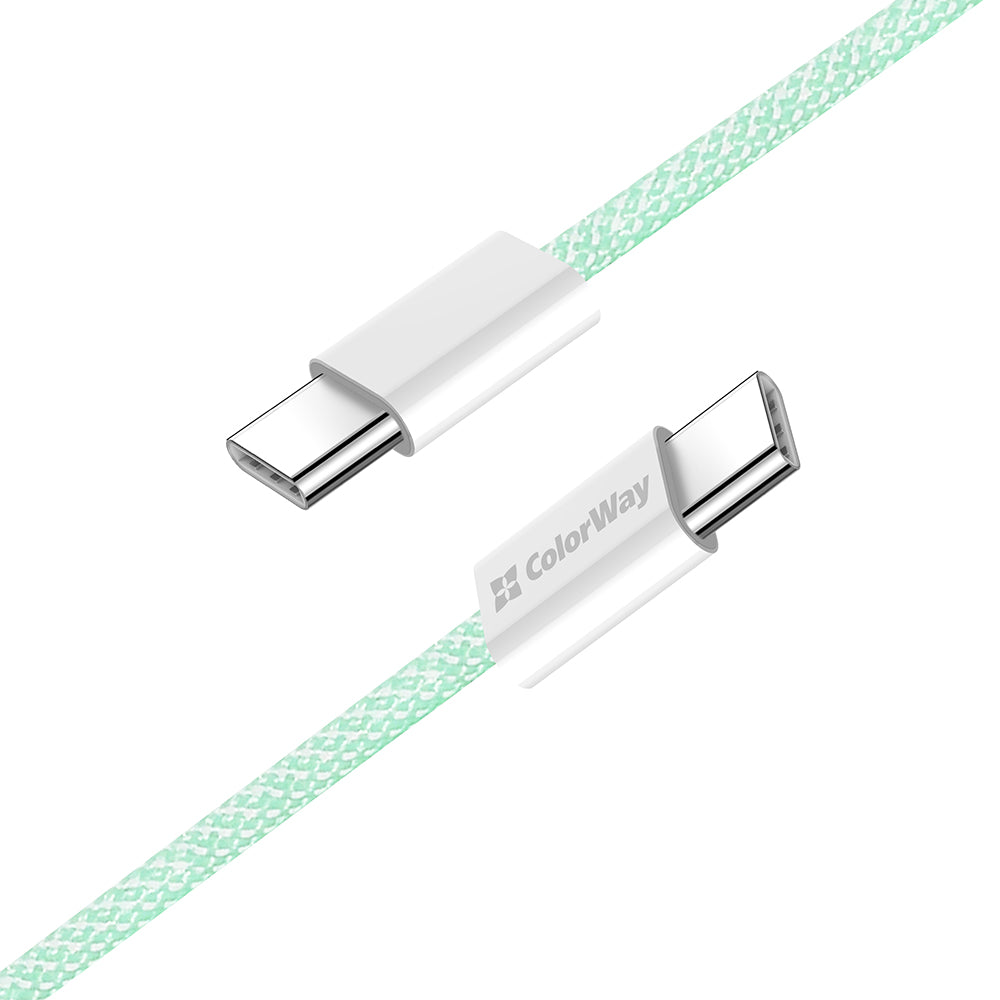Kabel za podatke i punjenje USB-C - USB-C ColorWay CW-CBPDCC061, 60W, 1m, Zelen