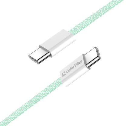 Kabel za podatke i punjenje USB-C - USB-C ColorWay CW-CBPDCC061, 60W, 1m, Zelen