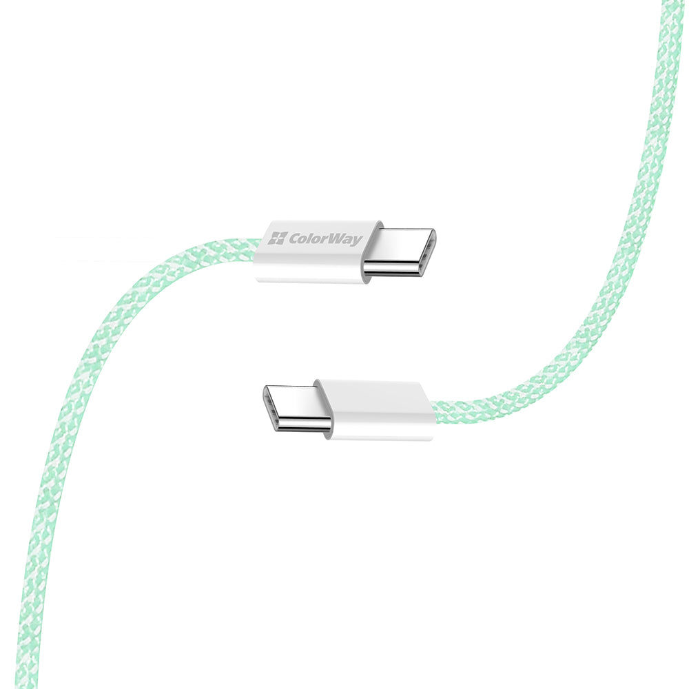 Kabel za podatke i punjenje USB-C - USB-C ColorWay CW-CBPDCC061, 60W, 1m, Zelen