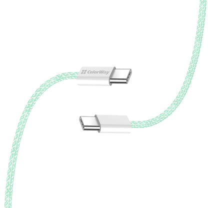 Kabel za podatke i punjenje USB-C - USB-C ColorWay CW-CBPDCC061, 60W, 1m, Zelen