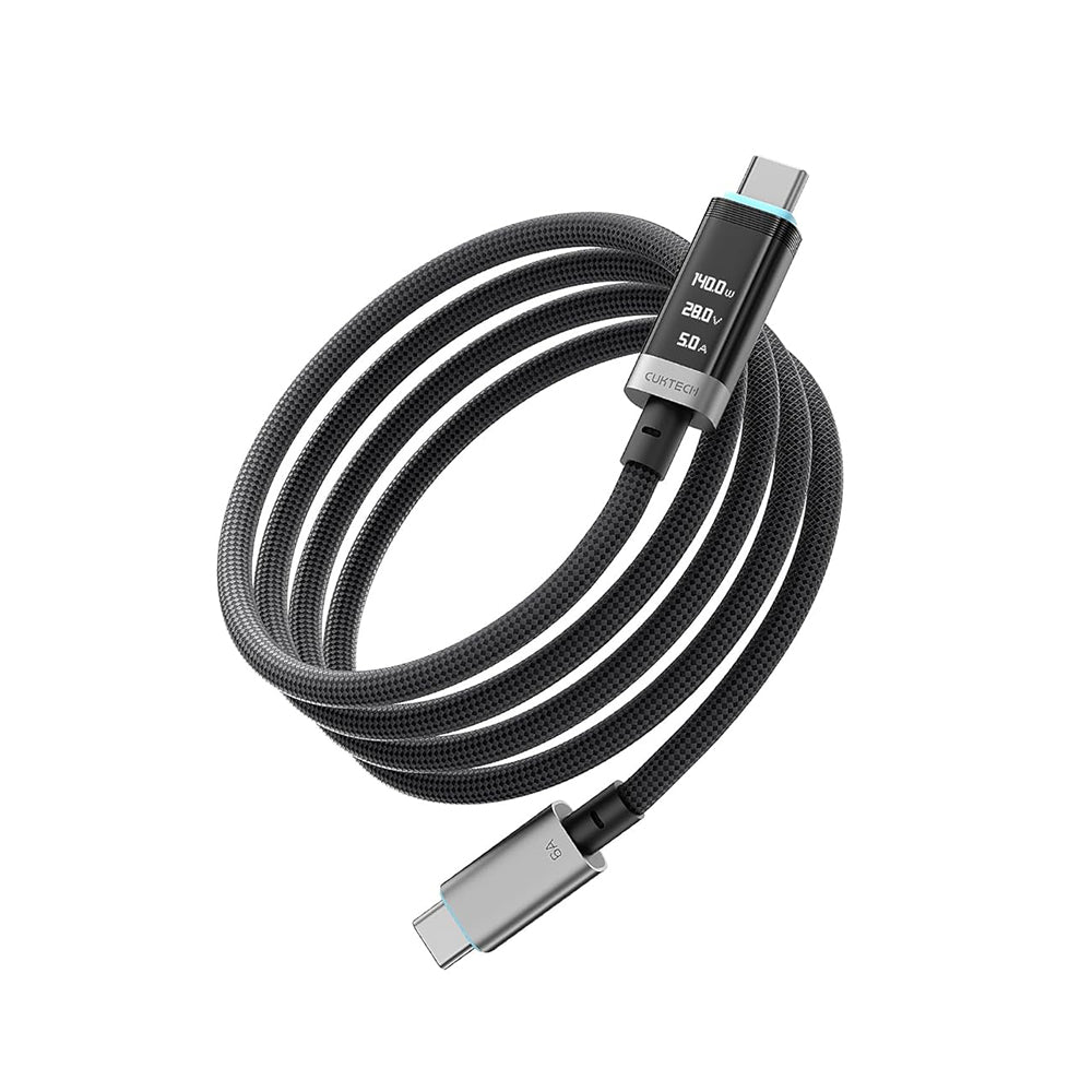 USB-C - USB-C kabel za prijenos podataka i punjenje Cuktech CTC620P Display, 240W, 2m, Crni CCTC620POSBK