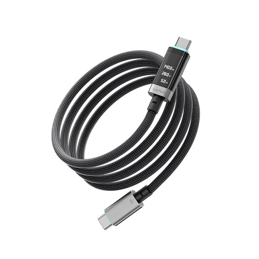USB-C - USB-C kabel za prijenos podataka i punjenje Cuktech CTC620P Display, 240W, 2m, Crni CCTC620POSBK