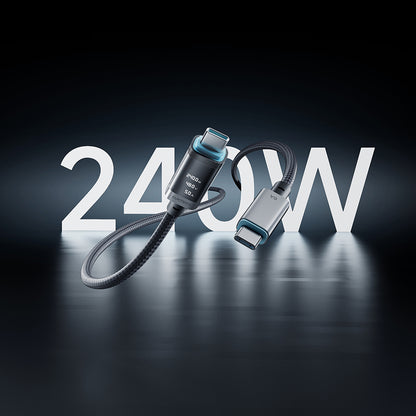 USB-C - USB-C kabel za prijenos podataka i punjenje Cuktech CTC620P Display, 240W, 2m, Crni CCTC620POSBK
